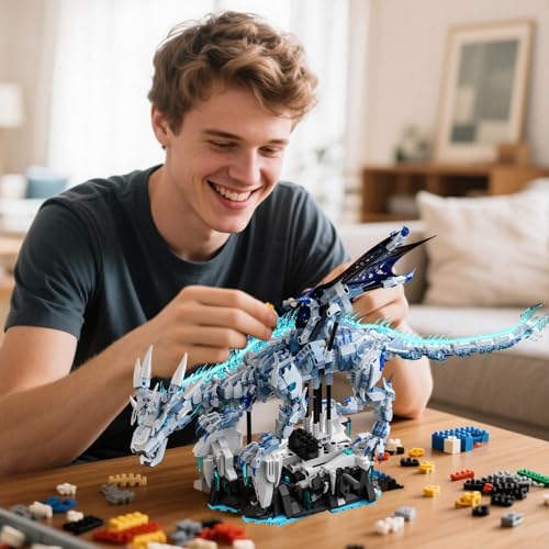 Mechanical Dark Ice Dragon Building Block Set with Motor - color: Ice Dragon With Motor