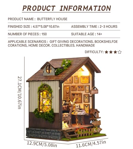 Roroom DIY Miniature House Kit, Botanical Butterfly Studio Dollhouse Kit - color: Butterfly-sq60