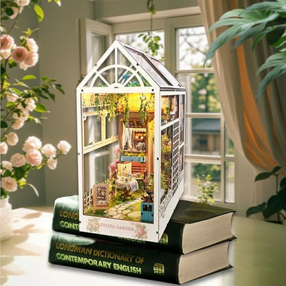 3D Book Nook Flower House Kit DIY Wooden Puzzle- Sylvia Garden - color: Sylvia Garden