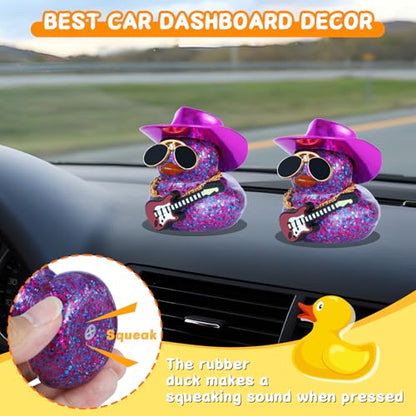 Jyeennar Purple Cowboy Rubber Ducks with Guitar, Hat, Glasses, Necklace - color: Purple with Guitar