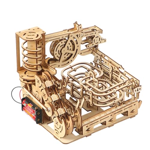 Adult 3D Wooden Spiral Walkway Marble Run Assembly Kit, DIY Mechanical Model Building Set, Educational STEM Puzzle Desktop Toy, Birthday Gift for Teens Aged 14 and up, All-new Upgraded Deluxe Edition