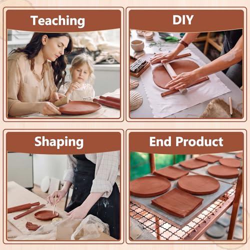 Sasylvia 10 Pcs Clay Pottery Rolling Pin Guides,5 Size,Reddish Brown - color: Reddish Brown, size: 5 Size Standard
