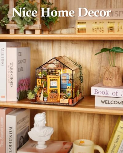 Rowood Miniature House Kit, Mother's Day DIY Miniature Greenhouse Dollhouse Kits for Adults, Wooden Crafts for Adults, Gifts on Birthday Christmas - Cathy's Flower House - style: Cathy's Flower House