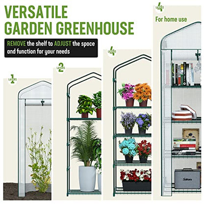 WORKPRO Mini Greenhouse, 4-Tier Portable Small Greenhouses for Outdoor Indoor with Shelves and Thicken PE Cover, White - 27" L x 19" W x 63" H, Ideal Gardening Gifts for Women Men - style: 27" L x 19" W x 63" H - 4 Tier