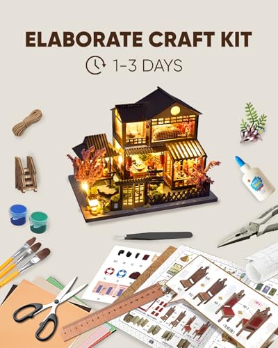 DIY Japanese Miniature House Kit Dollhouse Kit for Adults to Build - color: Japanese Garden House