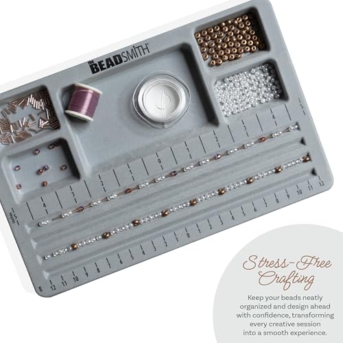 The Beadsmith Mini Bead Board, Grey Flocked - size: 4 Straight Channel w/ Cover