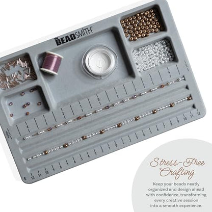 The Beadsmith Mini Bead Board, Grey Flocked - size: 4 Straight Channel w/ Cover