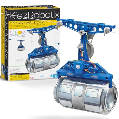 4M KidzRobotix Tin Can Cable Car, DIY Science Kit, STEM Mechanics Toy
