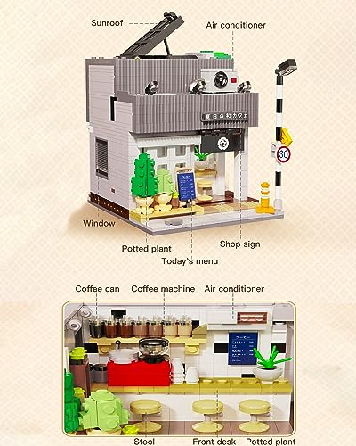 Japanese Coffee House - Building Blocks,1108 PCS LED MOC Model for Adults - style: Japanese Summer Coffee no box