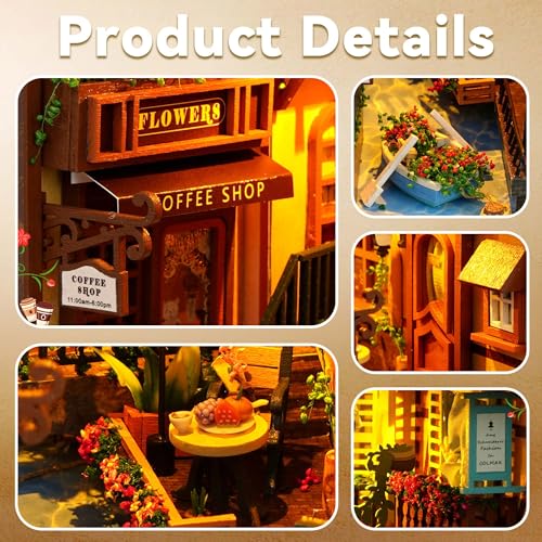 Flever Dollhouse DIY Book Nook Miniature Kit, Chinese Style Bookshelf Insert Decor, 3D Wooden Puzzle Booknook Miniature Kit for Creative Assembled Bookends (Leisure Years)