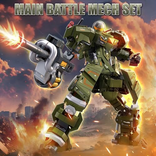 HIGH GODO Main Battle Mech Robot Transforming Building Blocks Set for Adults,City Warrior Justice Hero Soldier Mech Model Building Kit, Cool Creative Robots Toys Gift for Teens, 598 Pieces - style: Main Battle Mech