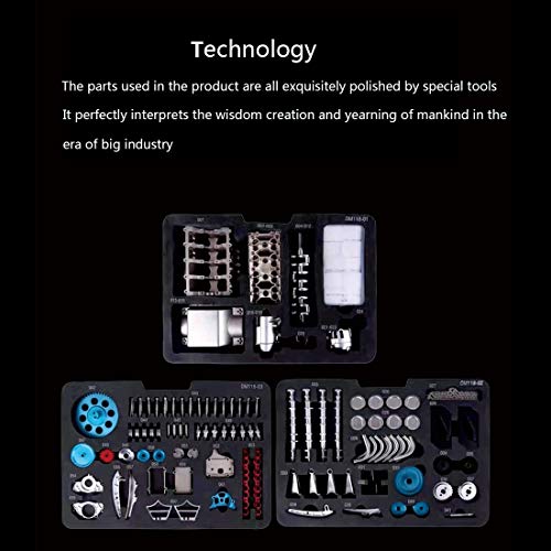 FunXylophy V8 Engine Model Kit That Works, 1:3 Mini Metal Mechanical Engine for Car, 500 Pieces DIY Assembly Science Experiment Physics