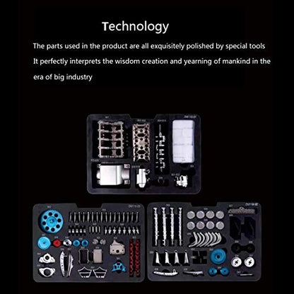 FunXylophy V8 Engine Model Kit That Works, 1:3 Mini Metal Mechanical Engine for Car, 500 Pieces DIY Assembly Science Experiment Physics