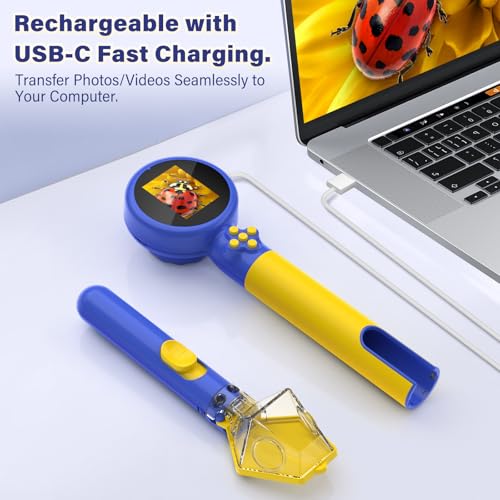 Microscope for Kids with Bug Catcher, 1080P HD Digital Handheld Portable Kids Microscope, 2 in 1 STEM Science Educational Learning Kit Christmas Birthday Gifts Toys for 3-15 Boys & Girls (Blue) - color: Bug Catcher & Microscope Kits Blue