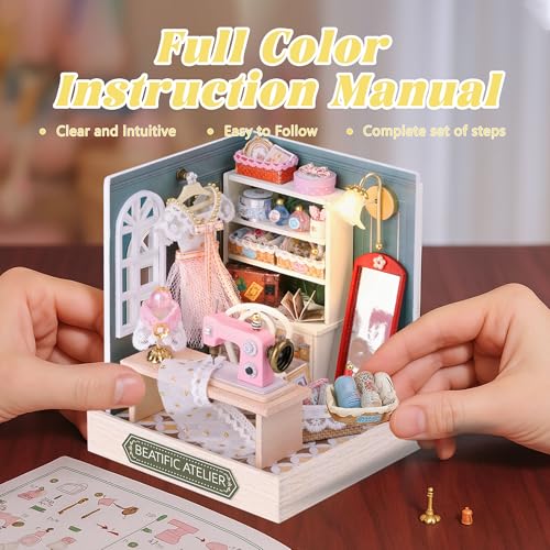 Flever Dollhouse Miniature DIY House Kit Creative Room with Furniture for Romantic Valentine's Gift (Beatific Atelier) - color: Beatific Atelier