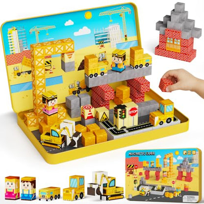 Magnetic Engineering Travel STEM：100PCS Blocks Kit for Boys Ages 3-8 - size: 100PCS