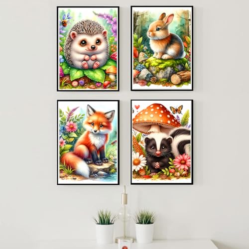 Axquilon 4 Pack Animal Diamond Art Kits for Adults- 9.8x13.7inch - color: 4 Pack Animal