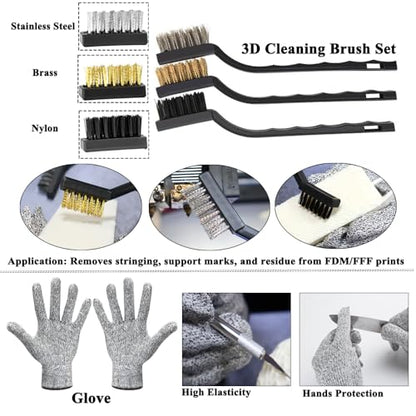 62PCS 3D Printer Tool Kit with Hand Drill, Deburring Tool and Needle Files - color: Black bag 62pcs