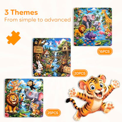 Biarek Animal Magnetic Puzzles for Kids 3-5, 3-in-1 61-Piece Travel Toy - color: Jungle Animal - 61 Pieces