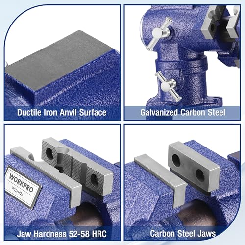 WORKPRO Dual Jaws Table Vise 2.5" & 1.5", 360° Swivel Clamp-On Bench Vise
