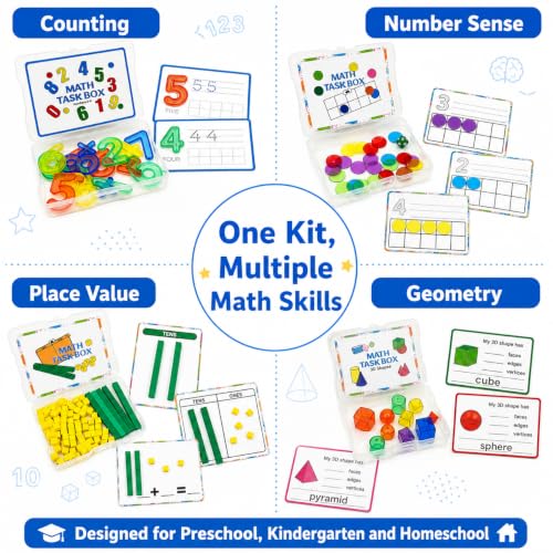 Task Boxes Set of 5 Math Manipulatives Themes with Activity Cards - color: Mixed Set