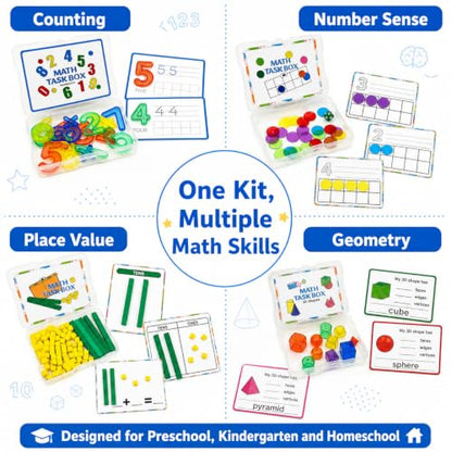 Task Boxes Set of 5 Math Manipulatives Themes with Activity Cards - color: Mixed Set