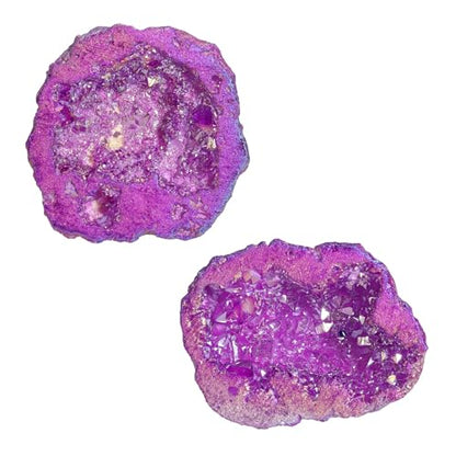 moonsix Pack of 2 Titanium Coated Angel Aura Quartz Geode, Purple - color: Purple