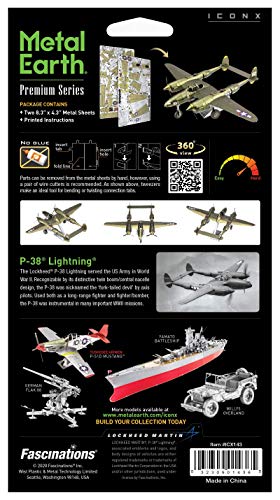 Metal Earth Fascinations Premium Series P-38 Lightning 3D Metal Model Kit