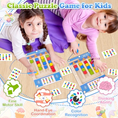 3 4 5 Year Old Boy Birthday Gift, Kids Magnetic Color Matching Puzzle Board - color: Ice Cream