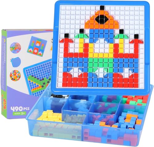 ZOZOPLAY Large Cube Mosaic Puzzle, 490-Piece STEM Learning Building Blocks