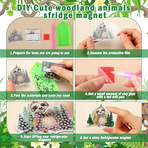 Xuhal 30 Pcs Wildlife Diamond Painting Magnets Diamond Art Kits for Adults - color: Woodland