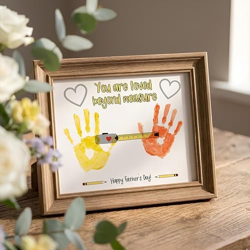 Fathers Day Crafts from Kids - Custom Handprint Set 3, Personalized Best Dad Ever Handprint Kit Family Handprint Craft Keepsake Personalized Fathers Day Dad Gifts from Kids Daughter Son for New Dad - color: Dadhandprintcard