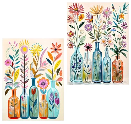 2 Pack Diamond Art Kits for Adults Flowers Diamond Painting Kit 12x16in - color: 2 Pack Flowers, size: 11.8 x 15.7 inches