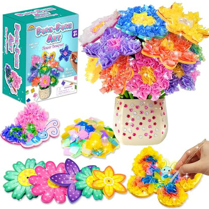 AGENTLAN Poke Art Bouquet Craft Kit,Mess-Free 3D Crafts for Kids Ages 3-8 - style: Flower