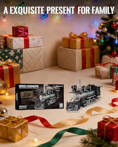 Piececool 3D Metal Puzzles for Adults Mogul Locomotive Steam Train Metal Model Kits, DIY Brain Teaser Building Kits, Birthday Christmas Day Gift for Teens