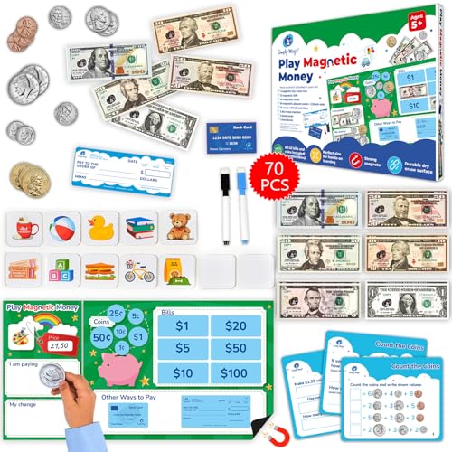 Simply magic 70 PCS Magnetic Money for Classroom - Play Money for Teaching