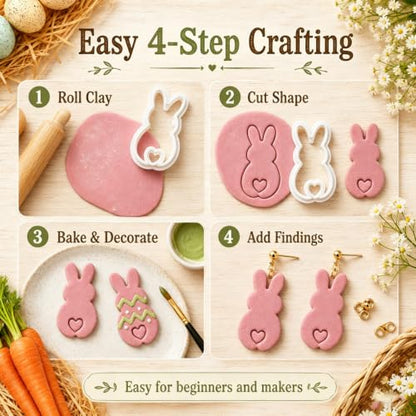 9PCS Farm Easter Clay Cutters - color: Rabbit Mold