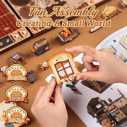 3D Wooden Puzzle for Adults, 576 Pcs Kinetic Mechanical Model Bread Factory