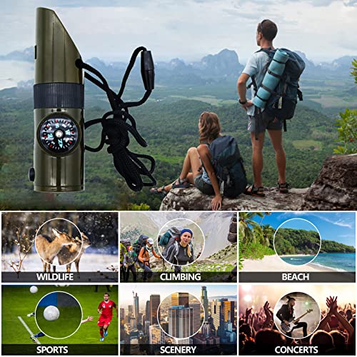 Outdoor Survival Whistle, high-Decibel, with Built-in Compass, Survival Reflector, and LED Flashlight with Lanyard—the Perfect Essential Gear for Outdoor Camping and Exploration.