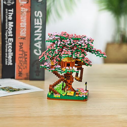 NEWABWN Cherry Blossom Bonsai Tree Mini Micro Building Set, Japanese Sakura Tree House Model Sets for Adults, Flowers House Mini Bricks Building Kit, Creative Gift Toys for Teens 14 (2138PCS) - style: B