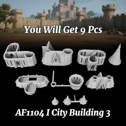 AUSPDICE DND Buildings 25mm Gothic City Building Set, Unpainted RPG Terrain - color: Af1104 I City Building 3