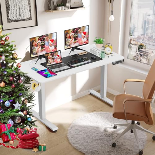 farexon 55x24 Inch Electric Standing Desk with Mouse Pad, White - color: White, size: 55 x 24''