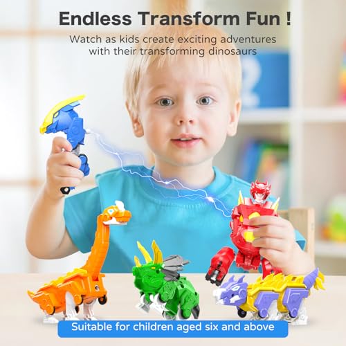 5-in-1 Dino Robot, STEM Building Toy with Triceratops for Kids 6+