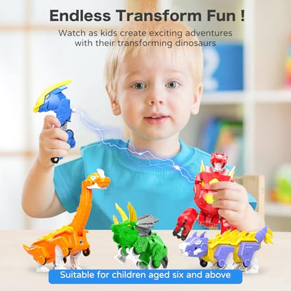 5-in-1 Dino Robot, STEM Building Toy with Triceratops for Kids 6+