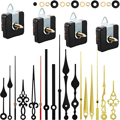 Outus 4 Pieces Quartz Clock Movement Mechanism Non Ticking DIY Mechanism with 6 Clock Hands Sets for Repair Parts Replacement(0.9 Inch/ 22 mm,Gold, Black) - size: 22 mm