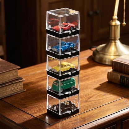 NOLITOY 60 pcs Clear Cube Display Boxes for Mineral Specimens – 35×35×35 mm Transparent Display Cases with Black Base – Collector’s Bulk Set for Rock Crystal Gemstone Storage