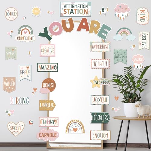 45pcs Boho Affirmation Station Bulletin Board Set Classroom Decor - style: Boho