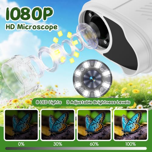 SEEKID Kids Microscope,1000X Handheld Digital Microscope (White) - color: White