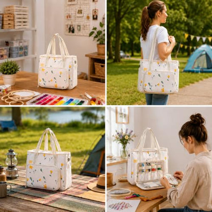 Peirich Embroidery Kits, Embroidery Storage Organizer Bag with Embroidery Floss Embroidery Hoop Aida Cloth, Cross Stitch Kits for Beginner, Adults