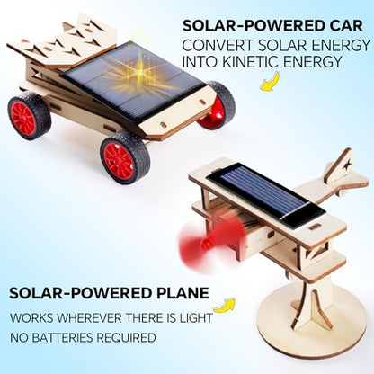 STEM 4 Set Building Kit, Solar Toys for Boys 8-13, DIY Science Kit for Kids